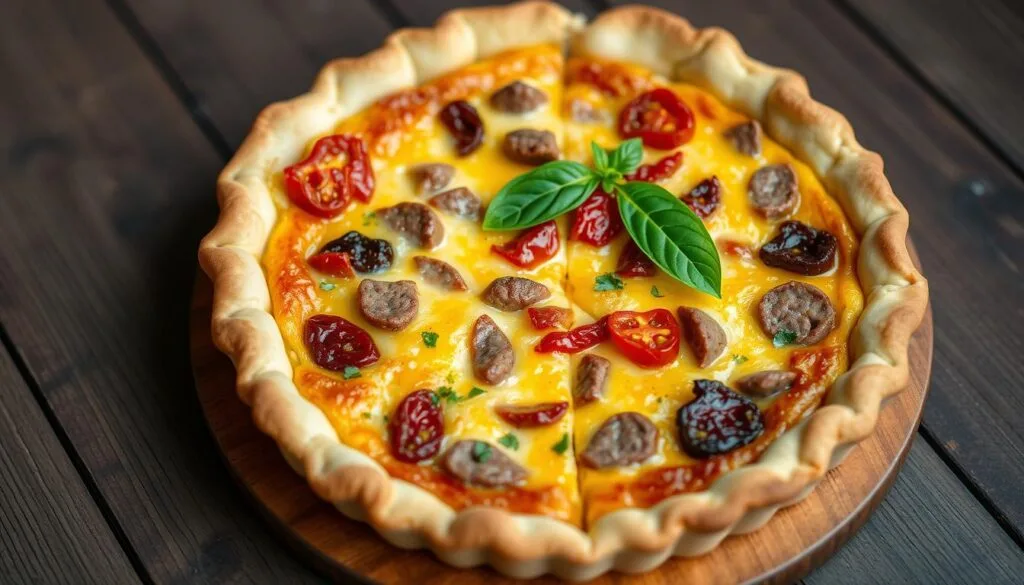 Italian-style sausage and sun-dried tomato quiche Italian-style sausage and sun-dried tomato quiche