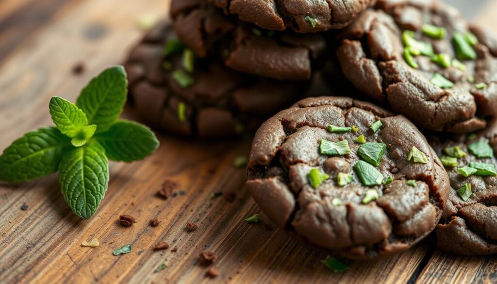 chocolate mint protein cookies