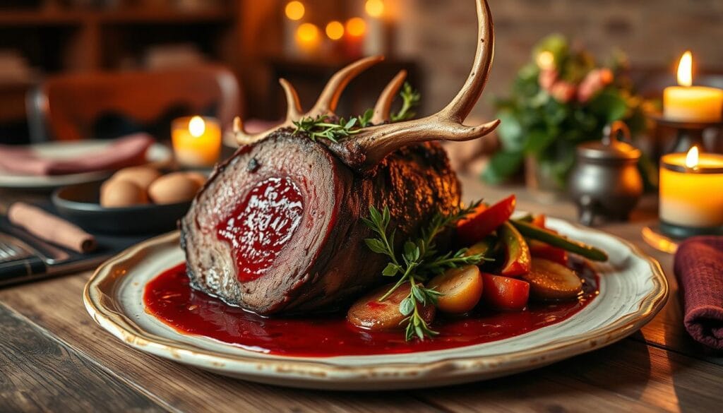 deer roast with red wine sauce deer roast with red wine sauce