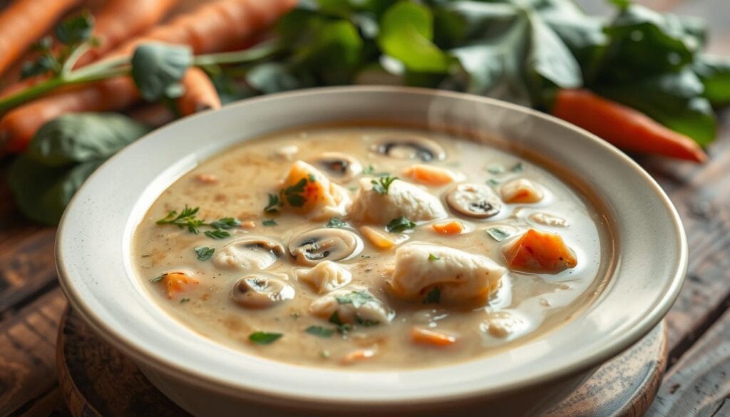 quick chicken and mushroom soup