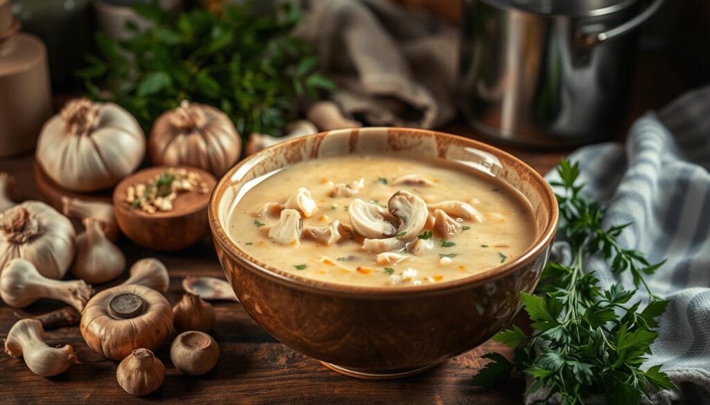 quick chicken and mushroom soup