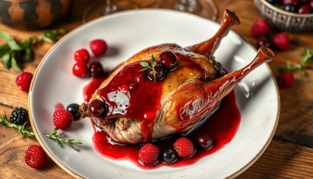 smoked dove with berry glaze smoked dove with berry glaze